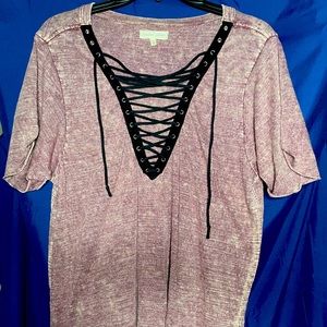 Gilded Intent Tie up Heather Maroon Top